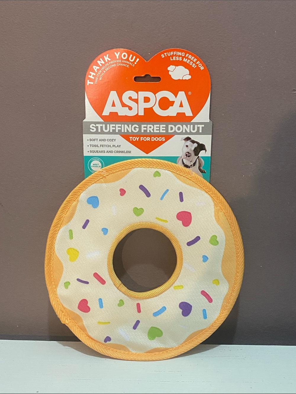 ASPCA - Vanilla Frosting Donut Dog Toy Stuffing Free